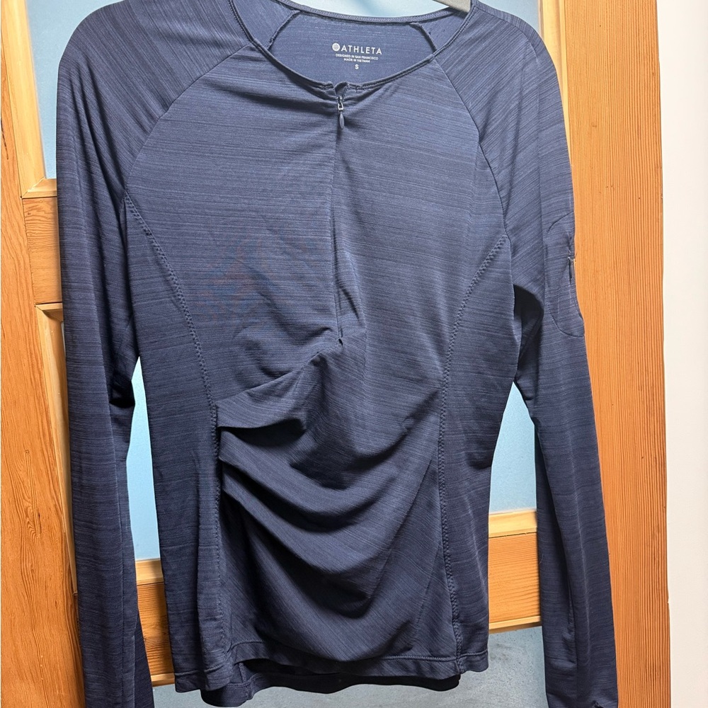 Athleta Pacifica wrap-front Navy Long-Sleeve Active Top